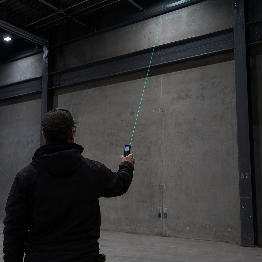 Technician measuring an installation site
