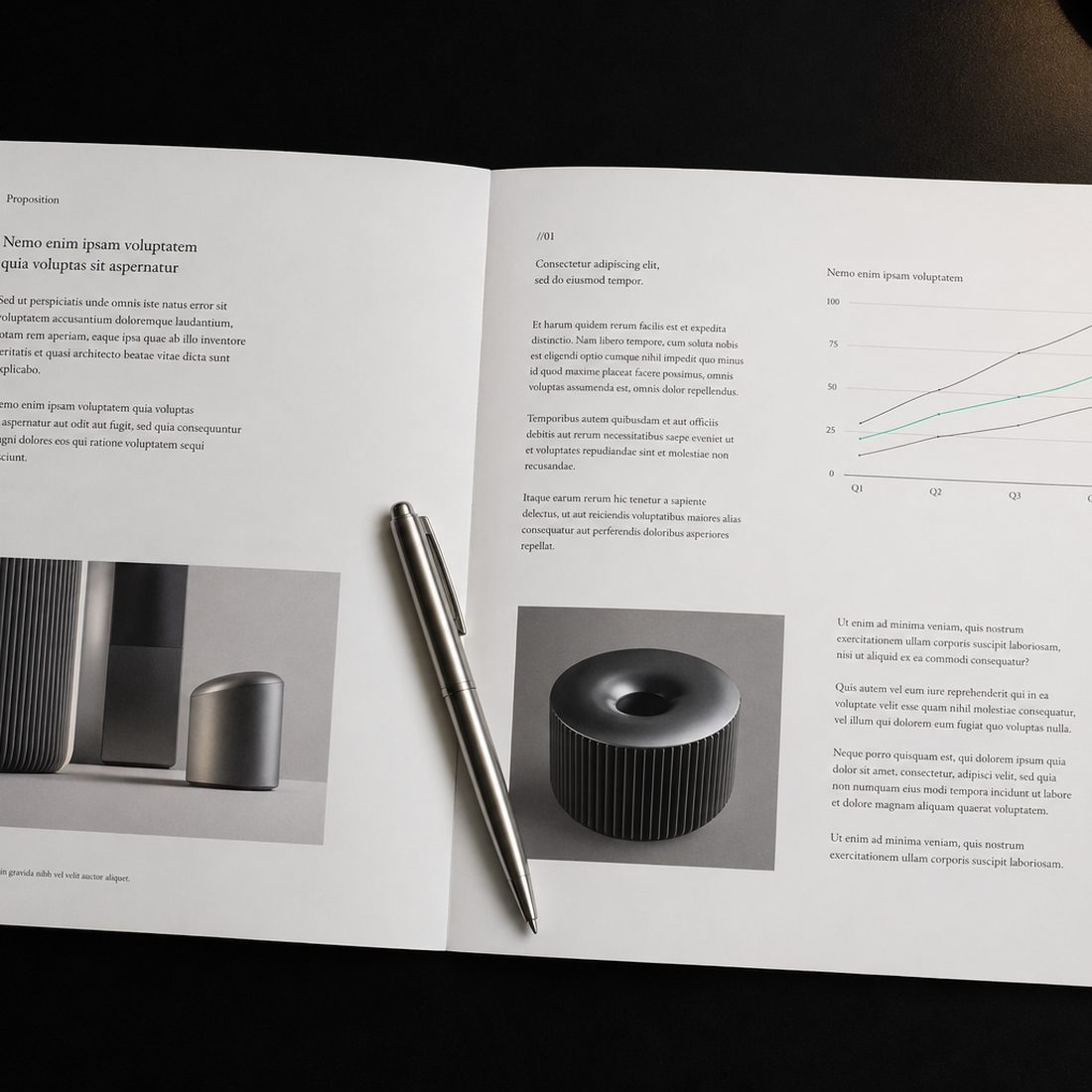 Printed proposal document on a desk