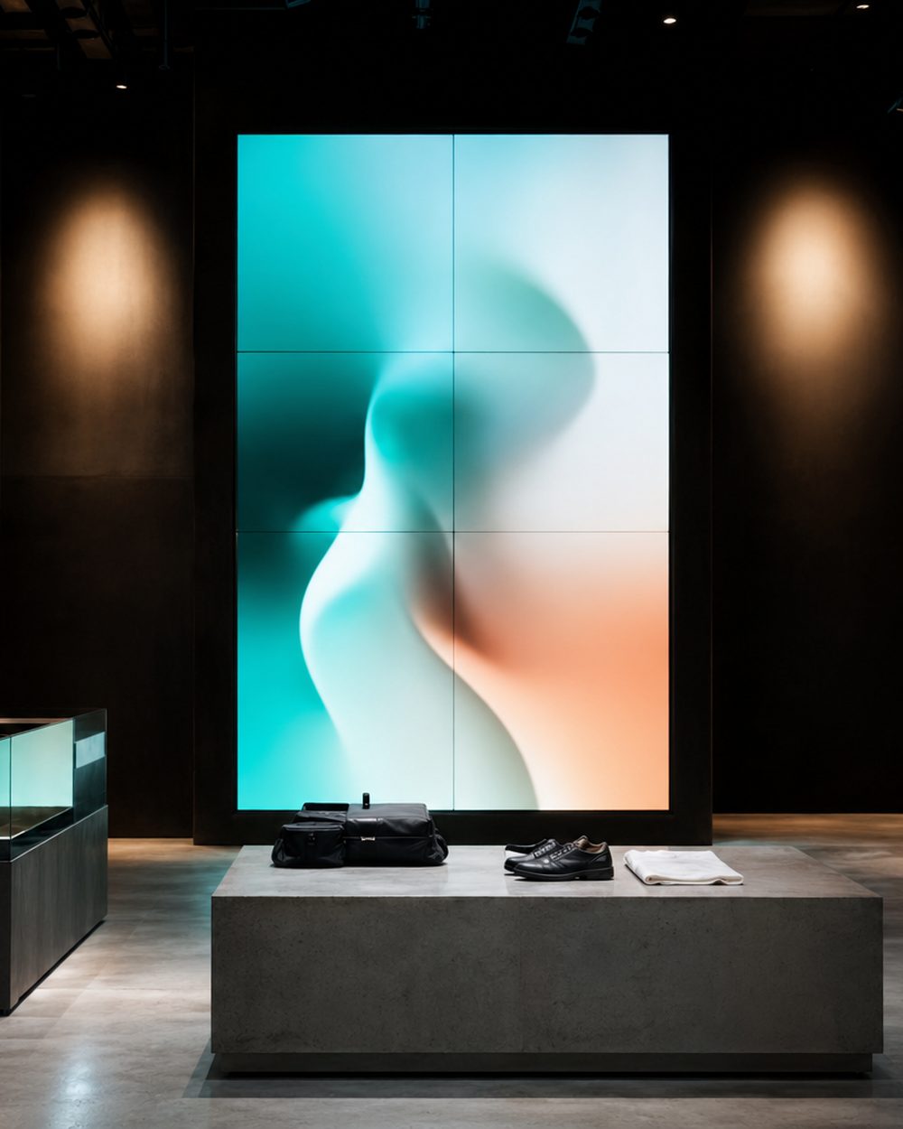 Vertical LED video wall in a flagship retail store